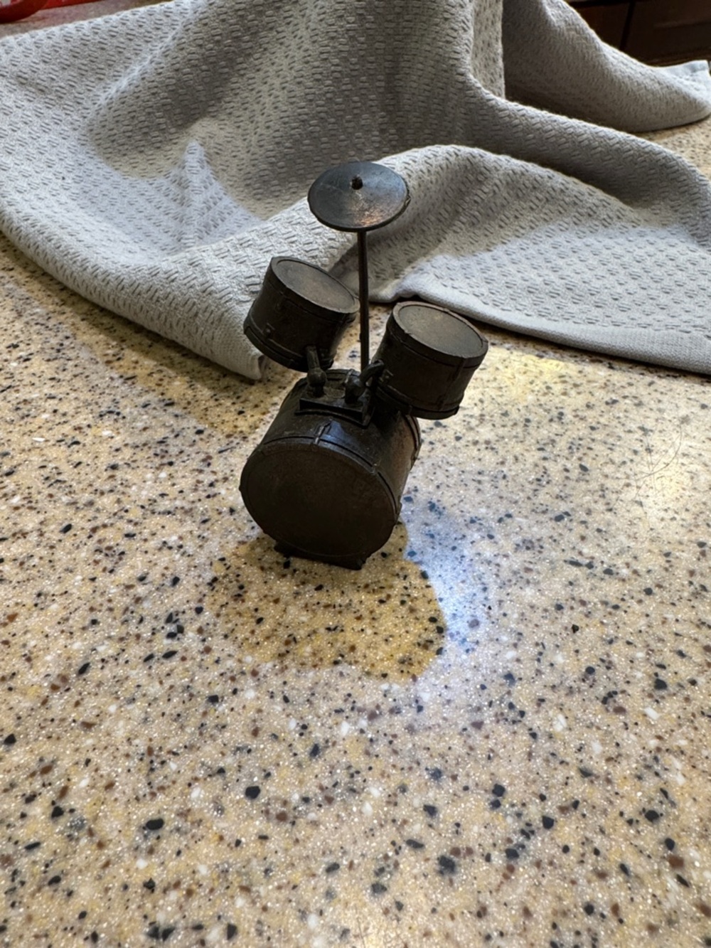 Miniature Metal Drum Set Figurine - Dark Brown Pencil Sharpener